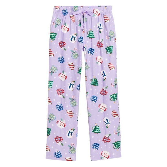 Old Navy Mid-Rise Printed Flannel Pajama Pants Purple Mugs Holiday XS - Picture 4 of 4